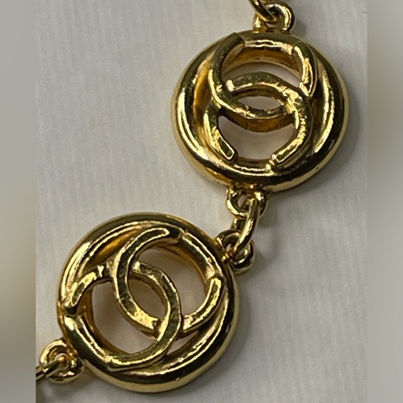 CHANEL CC Logo Gold Tone Bracelet - Picture 2 of 11